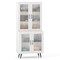 Modern 70" Tall Storage Cabinet with Glass Panel Doors and Adjustable Shelves for Kitchen or Dining